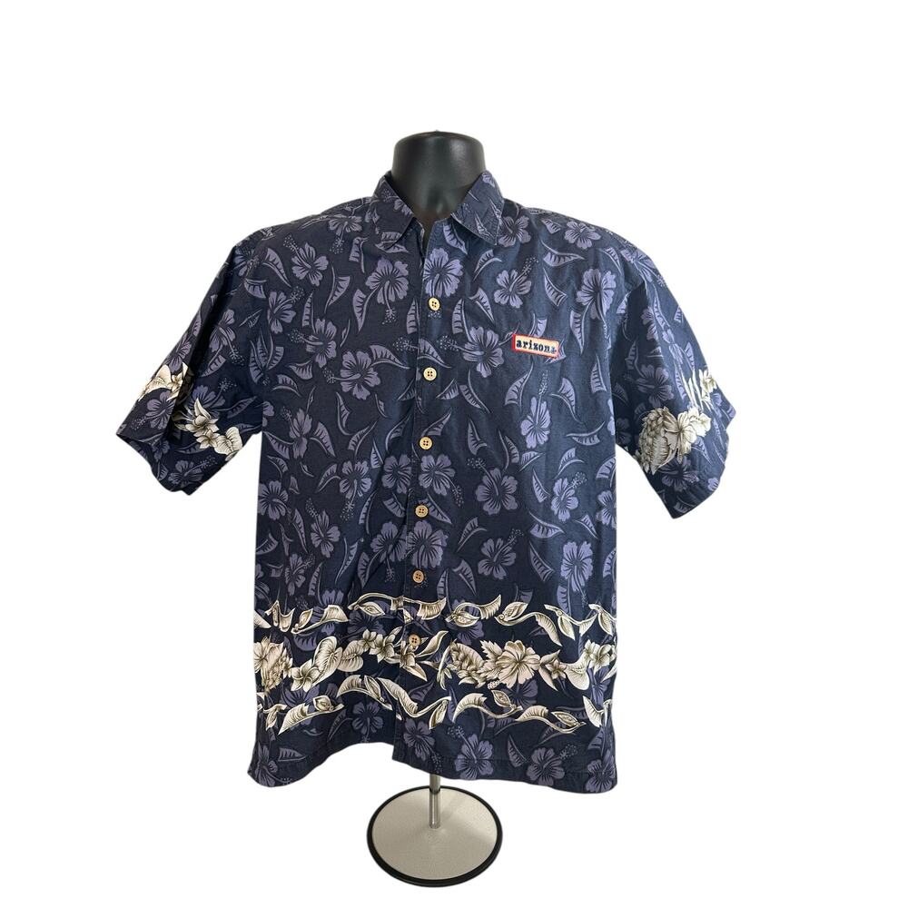 Spike Sports Hawaiian Men’s Button Down, Blue, S